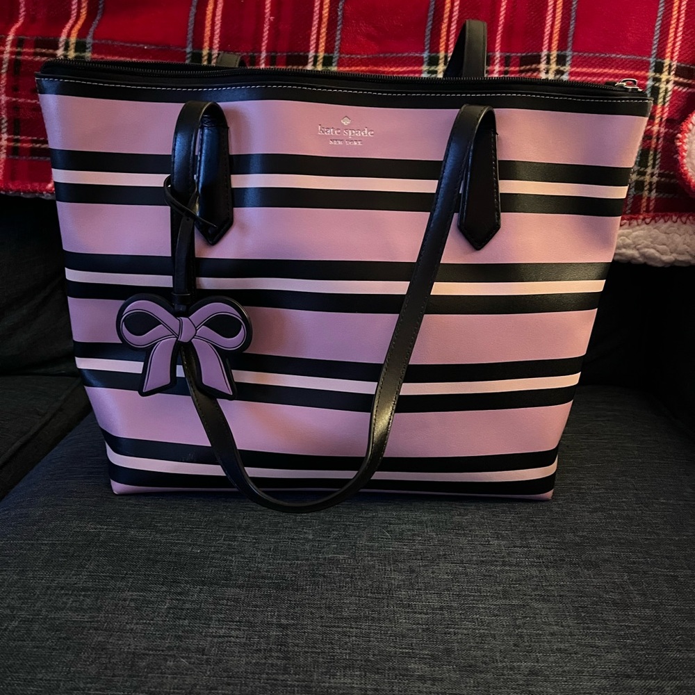 Pink and black Kate spade tote